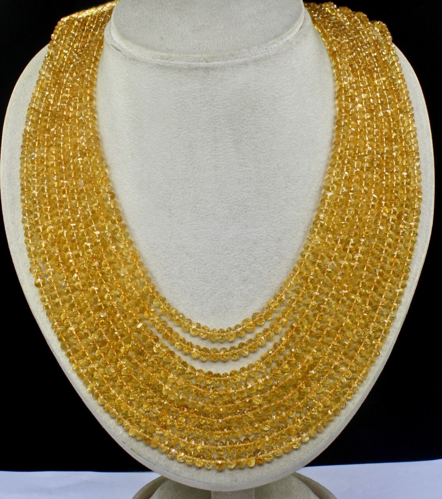 Fine Natural Yellow Citrine Beads Faceted Round 9 L 920 Ct Gemstone Necklace