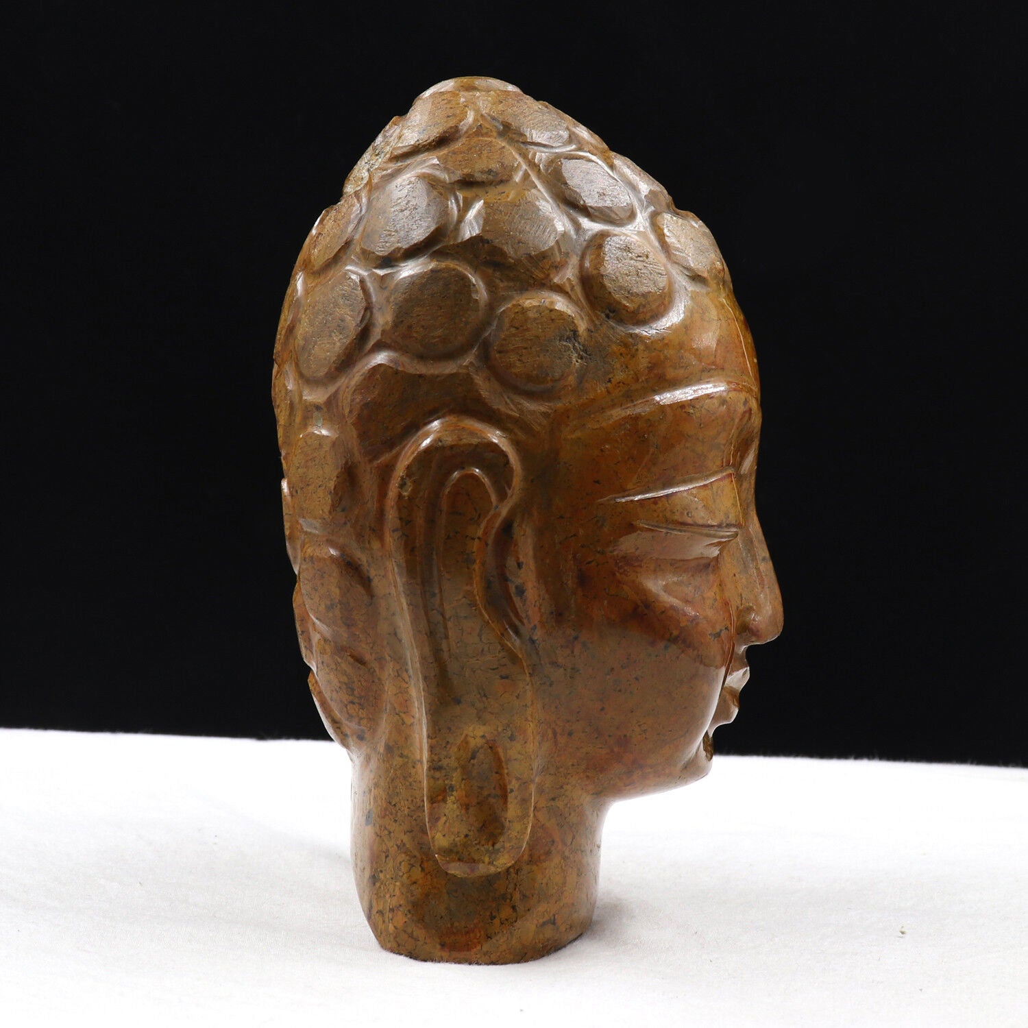 ANTIQUE NATURAL YELLOW JADE BUDDHA HEAD 5345 CTS GEMSTONE STATUE FOR HOME DECOR