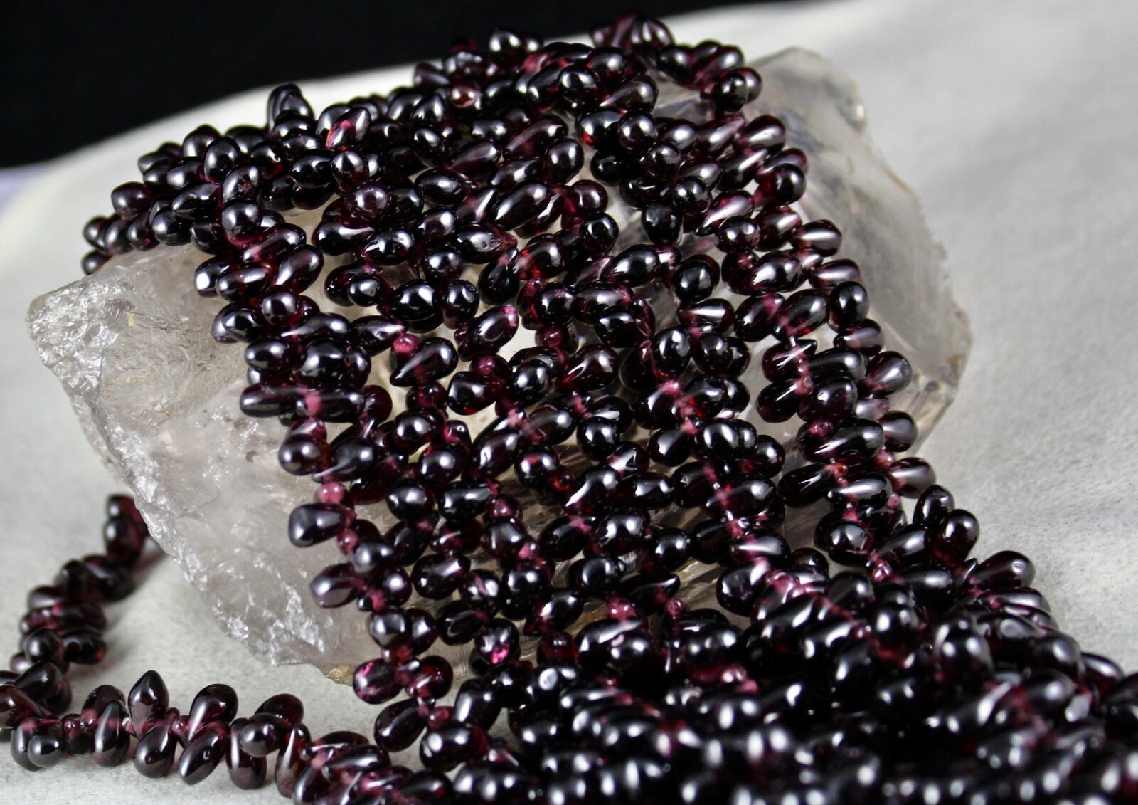 Natural Red Garnet Tear Drop Beads Necklace 5 L 1556 Ct Fashion Gemstone