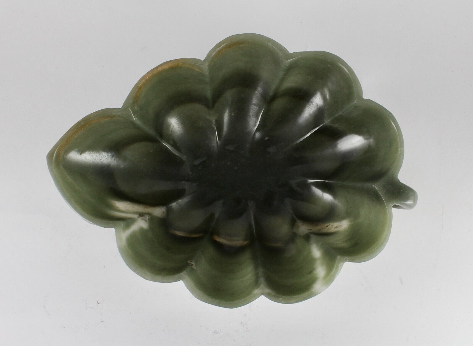 Natural Green Agate Carved Leaf 1665 Ct Big Gemstone Bowl For Home Decor