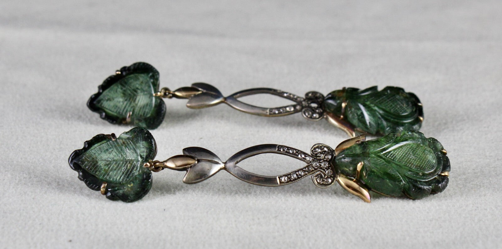 Certified Natural Green Tourmaline 10ct Natural Diamond Sterling Silver Earrings