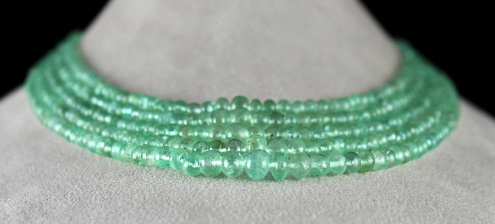 Certified Natural Emerald Beads Round Necklace 353 Ct Colombian Gemstone 5l