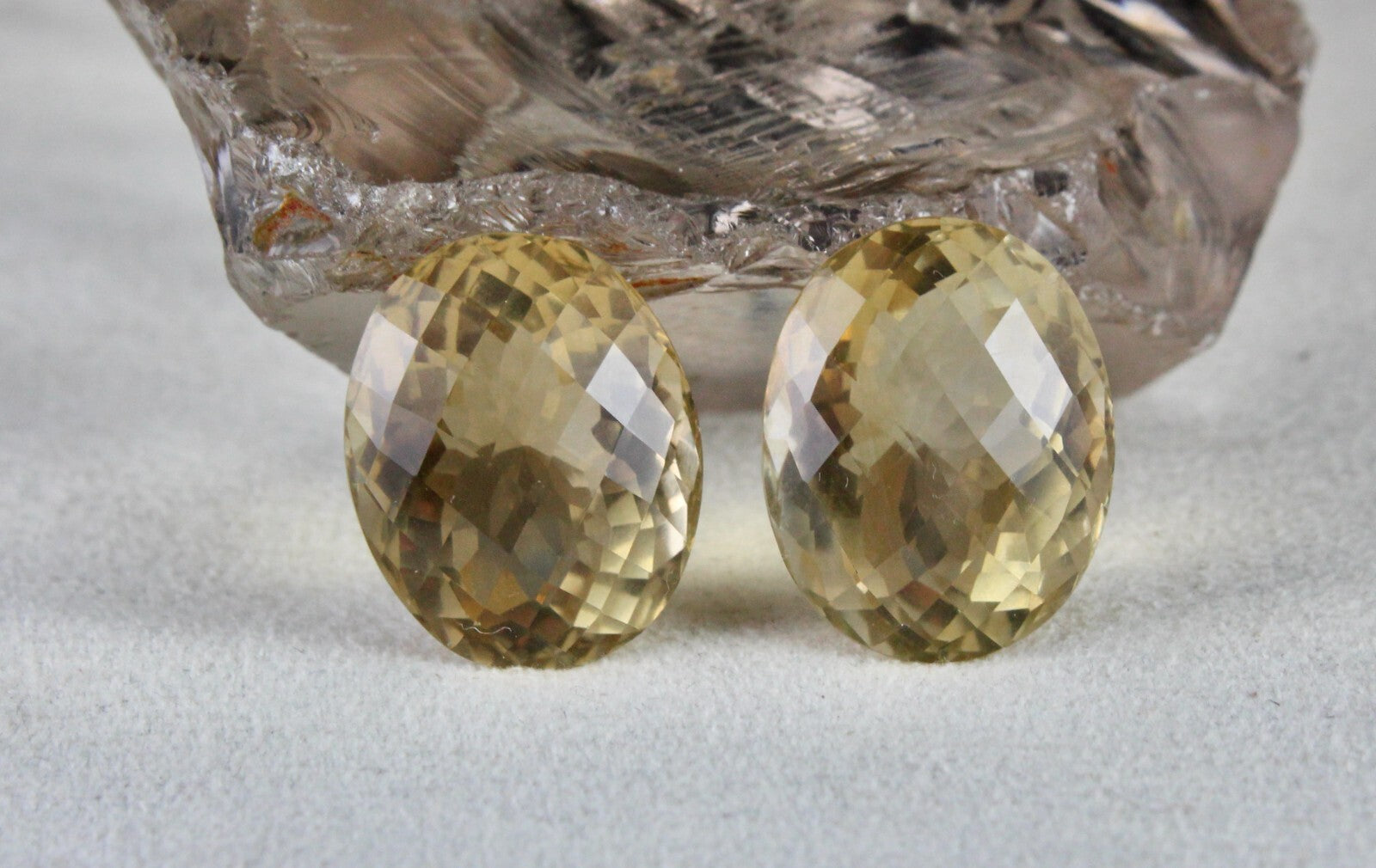 Natural Yellow Citrine Oval 61.22 Ct Gemstone Pair For Earring Design