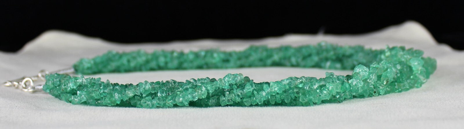 Certified Natural Colombian Emerald Beads 482 Ct Sterling Silver Necklace