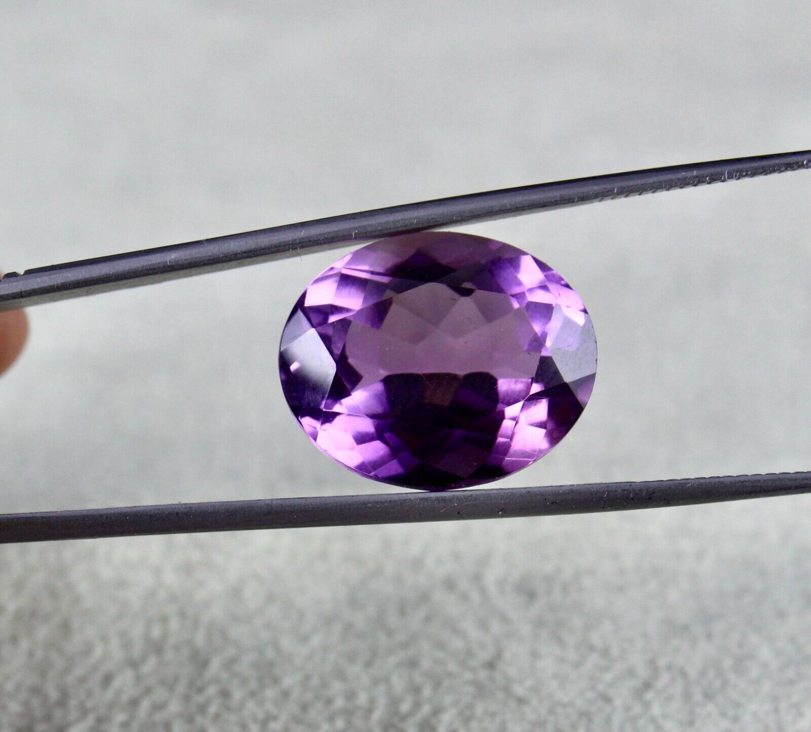 BIG 18X15 MM NATURAL AMETHYST OVAL FINE CUT 16.08 CTS GEMSTONE FOR PENDANT RING