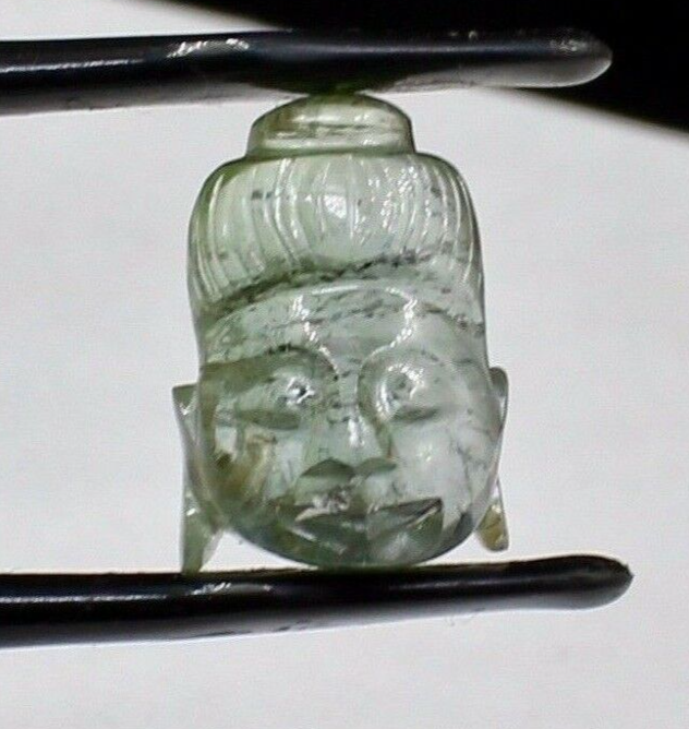 Natural Multi Green Tourmaline 10.59ct Carved Buddha Gemstone Ring Pendant