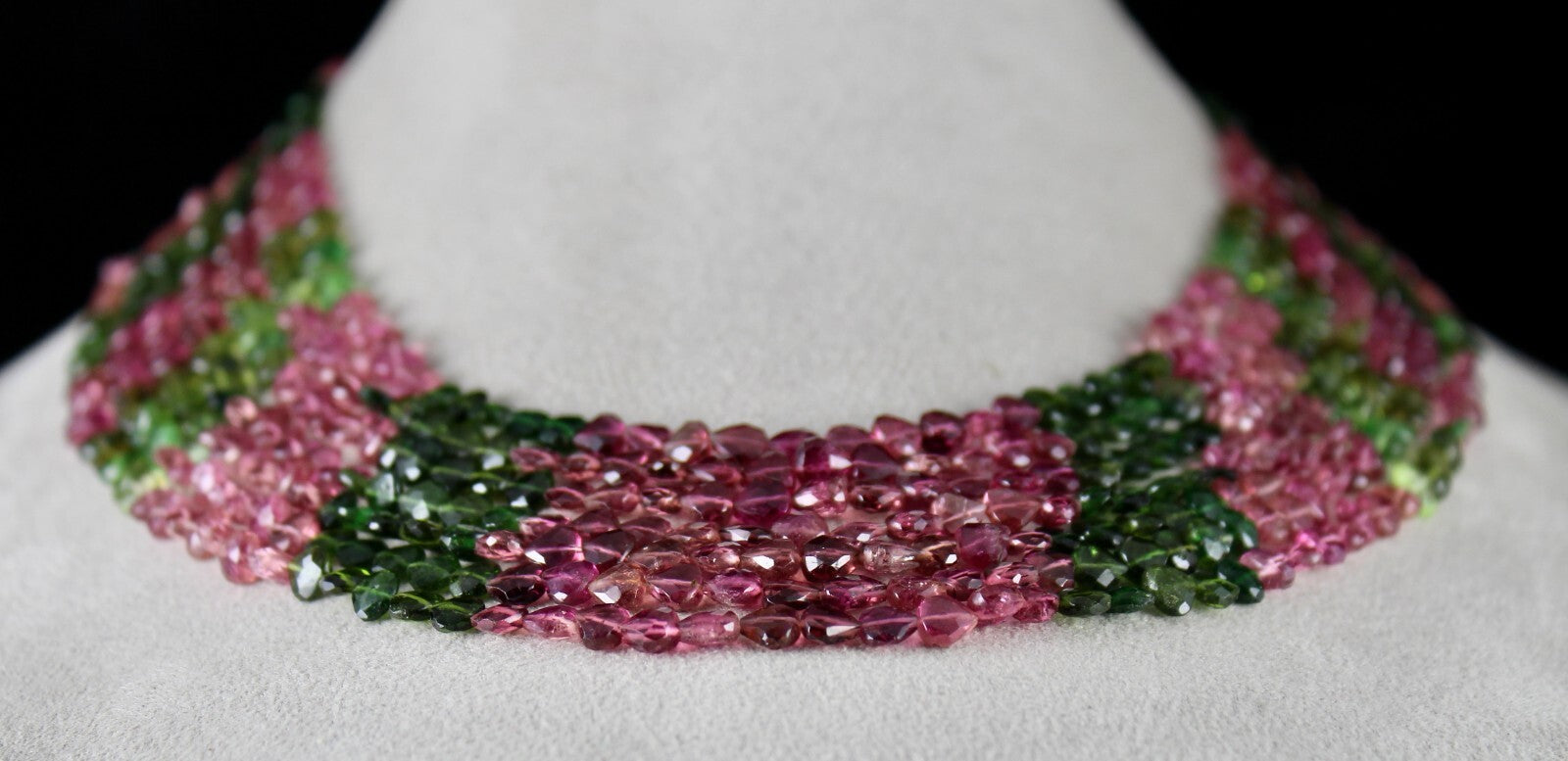 Certified Natural Multi Tourmaline 442 Carats Faceted Heart Necklace For Women