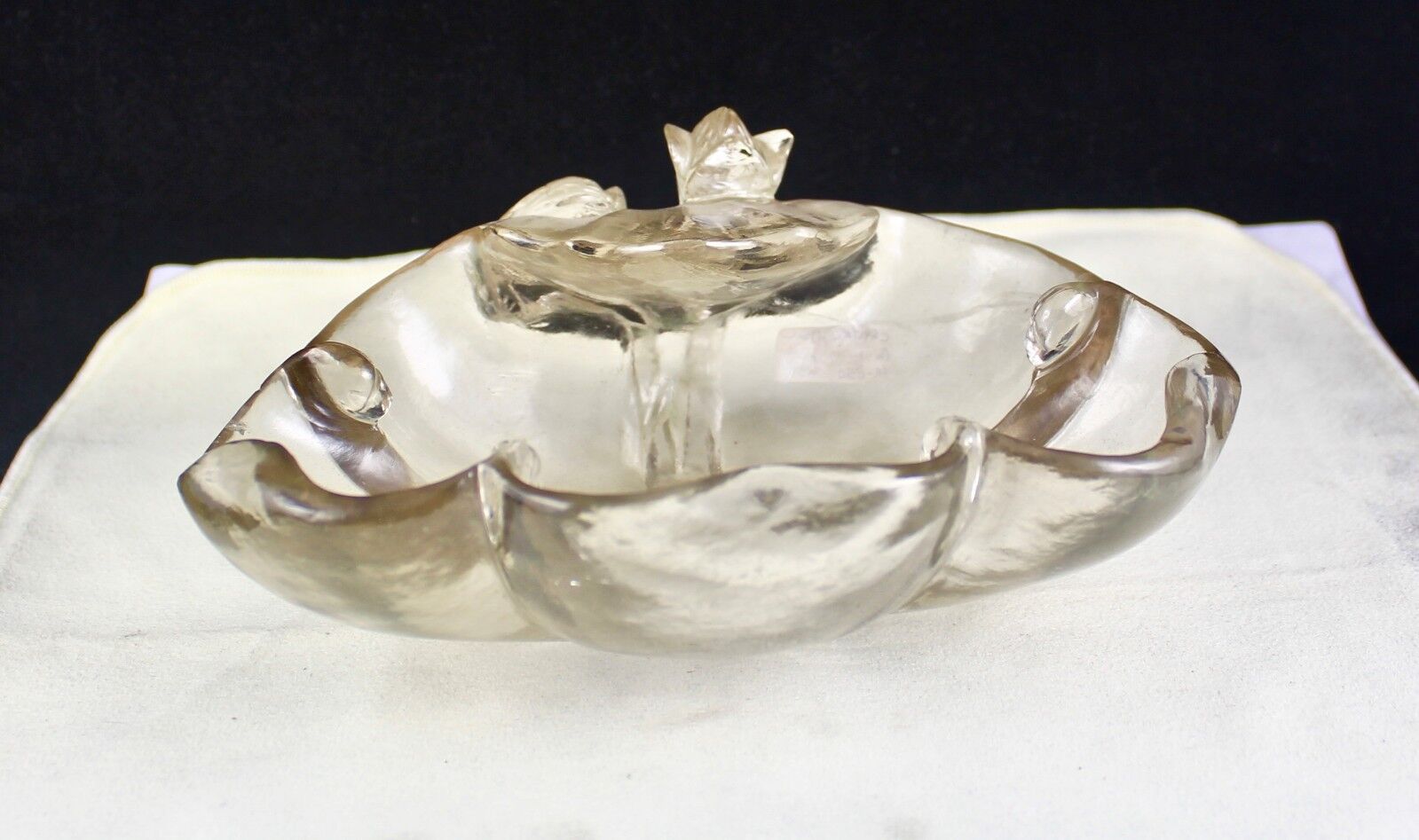 ANTIQUE NATURAL ROCK CRYSTAL QUARTZ LOTUS CARVED 4250CT GEMSTONE BOWL HOME DECOR