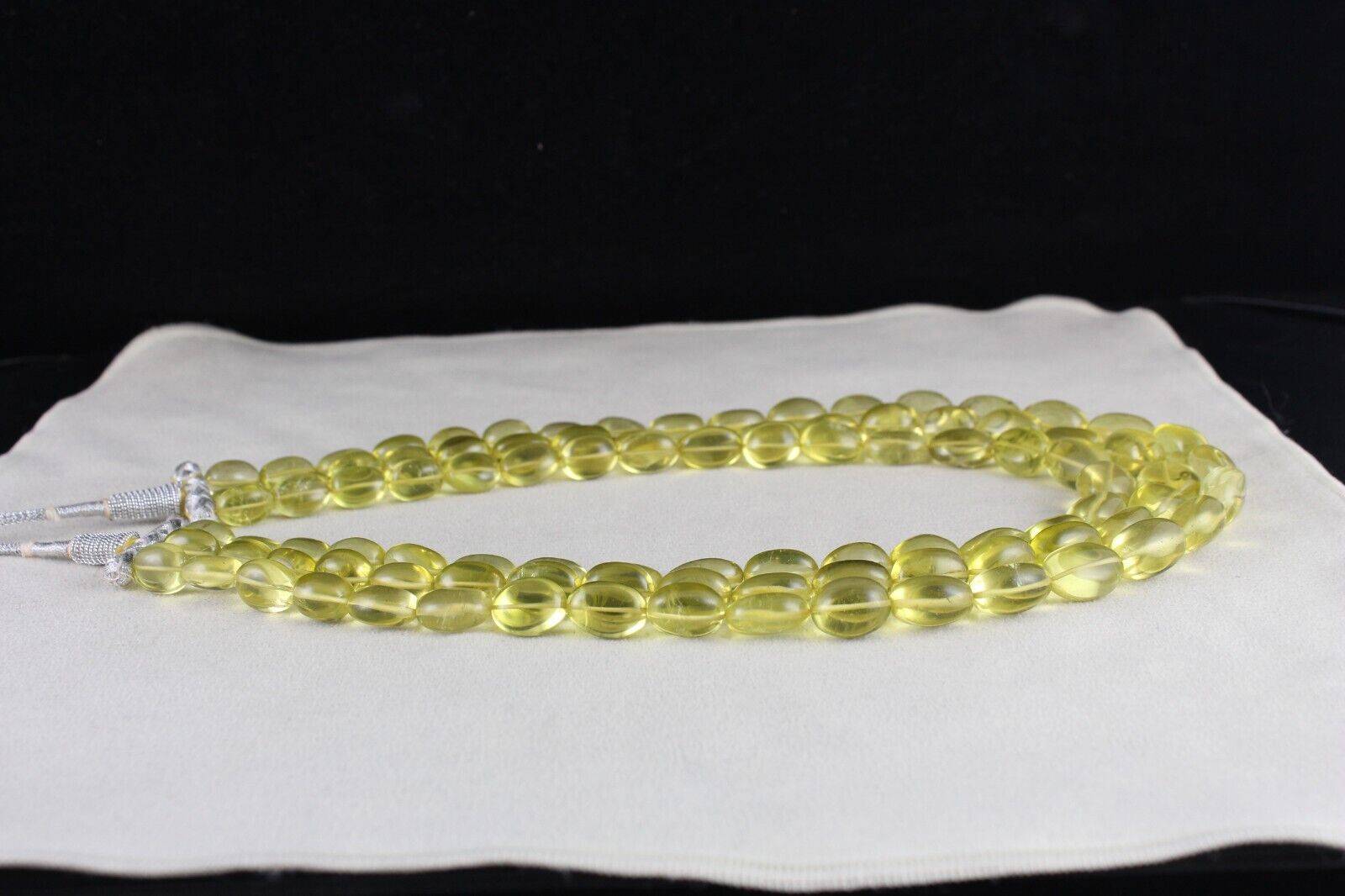 NATURAL LEMON QUARTZ BEADS LONG 3L 846 CT SEMI PRECIOUS YELLOW GEMSTONE NECKLACE