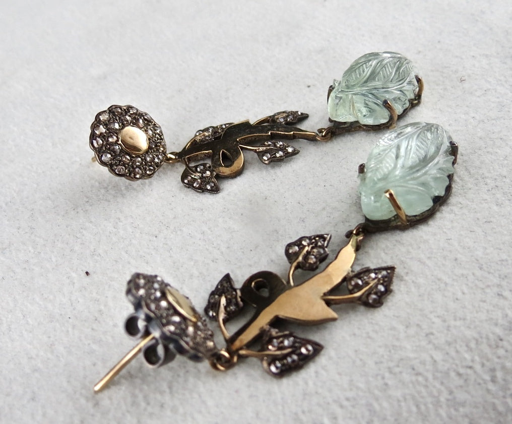 Certified Natural Blue Aquamarine 10ct Natural Diamond Sterling Silver Earrings