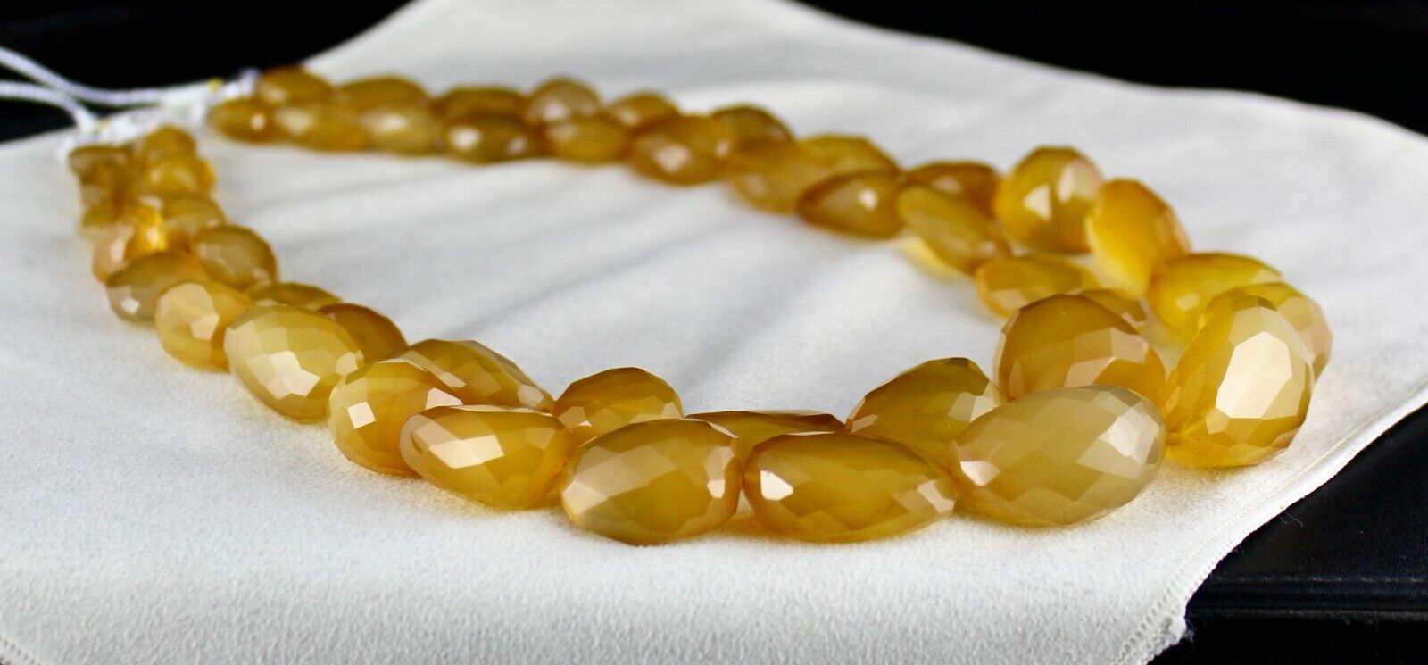 YELLOW CHALCEDONY BEADS FACETED 2 L 1747 CTS GEMSTONE BEADED FASHION NECKLACE