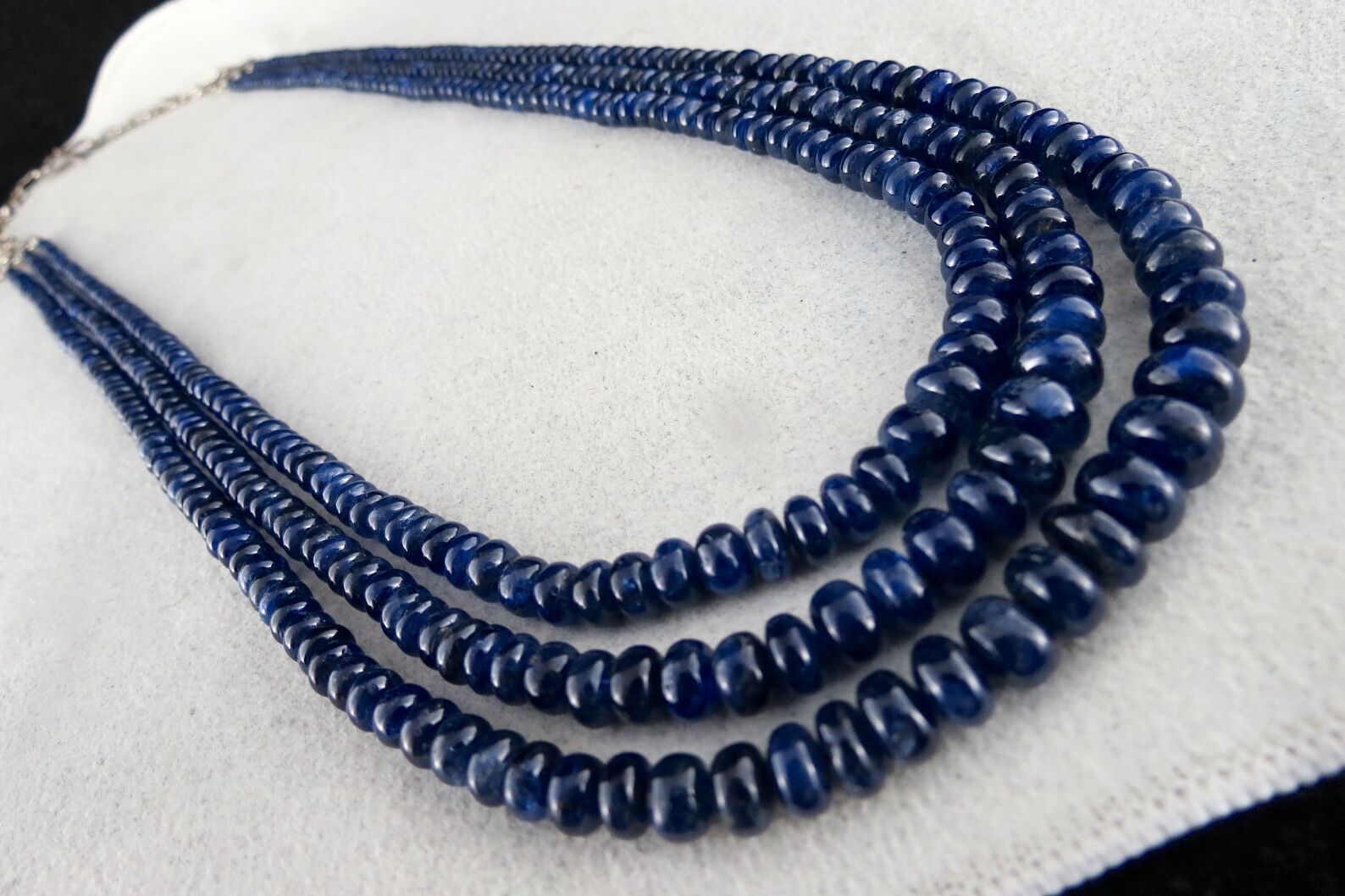 Certified Natural Blue Sapphire Beads Round 3 L 461 Ct Vintage Gemstone Necklace