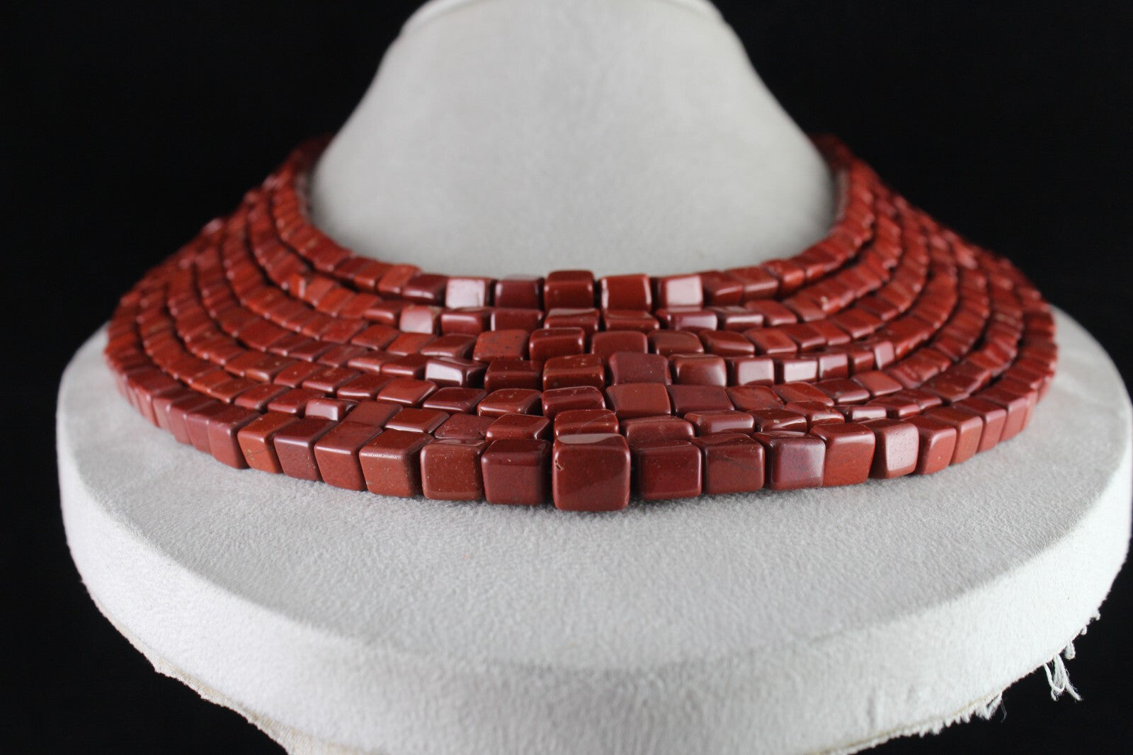 Certified Natural Red Jasper Square Beads Necklace 1982 Ct Fashion 7 Line