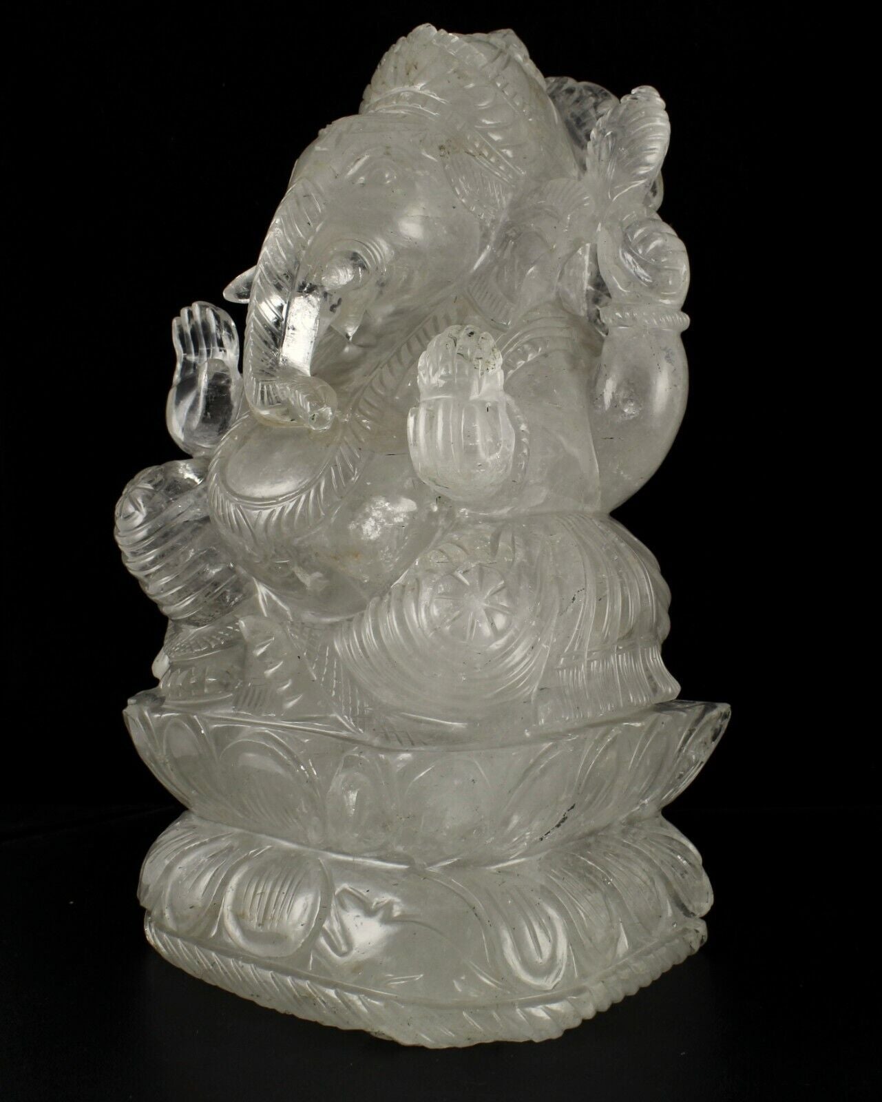 NATURAL ROCK CRYSTAL QUARTZ 49865 CTS 12"INCH LORD GANESHA STATUE HOME DECOR