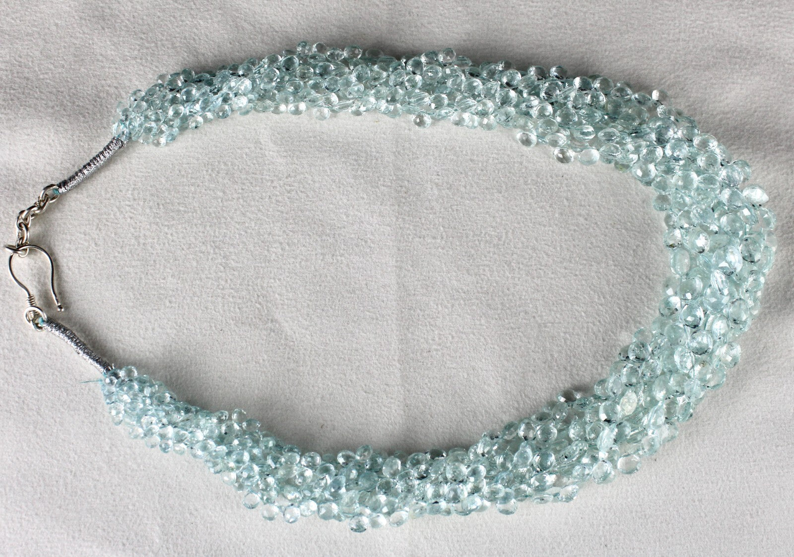 Certified Natural Aquamarine 647 Ct Teardrop Sterling Silver Statement Necklace