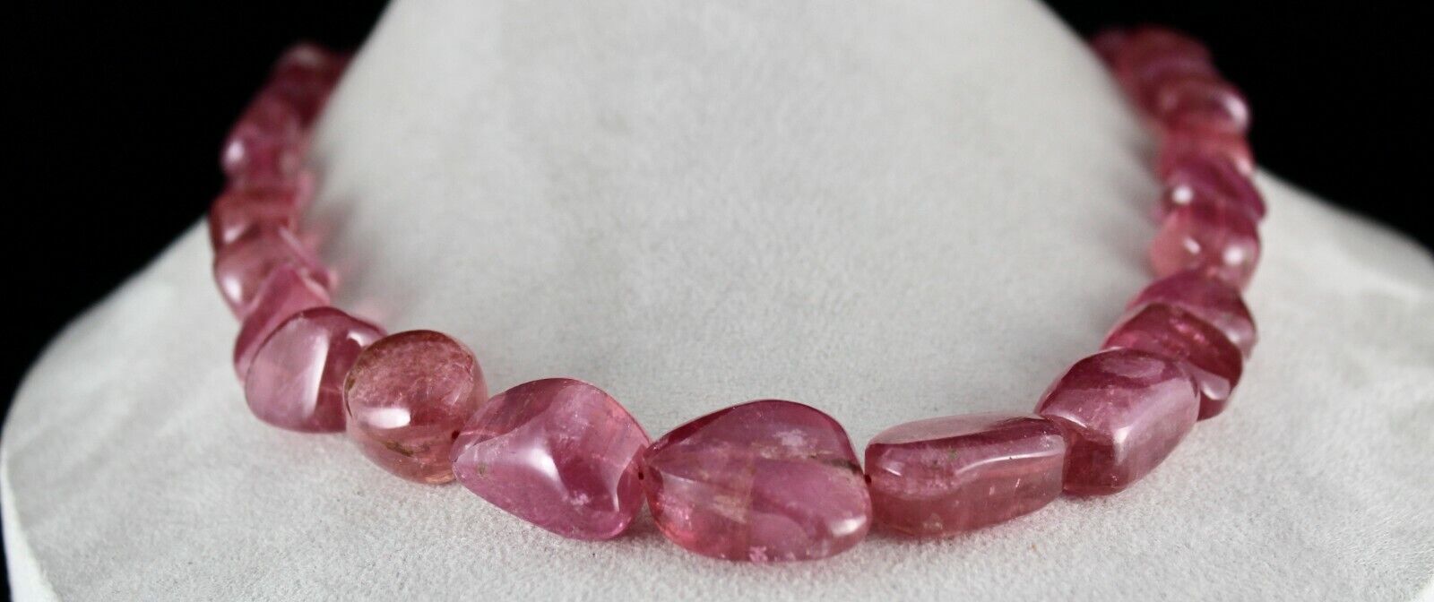 Natural RUBELLITE Pink TOURMALINE Beads NECKLACE 989 Cts Gemstone Smooth Nuggets