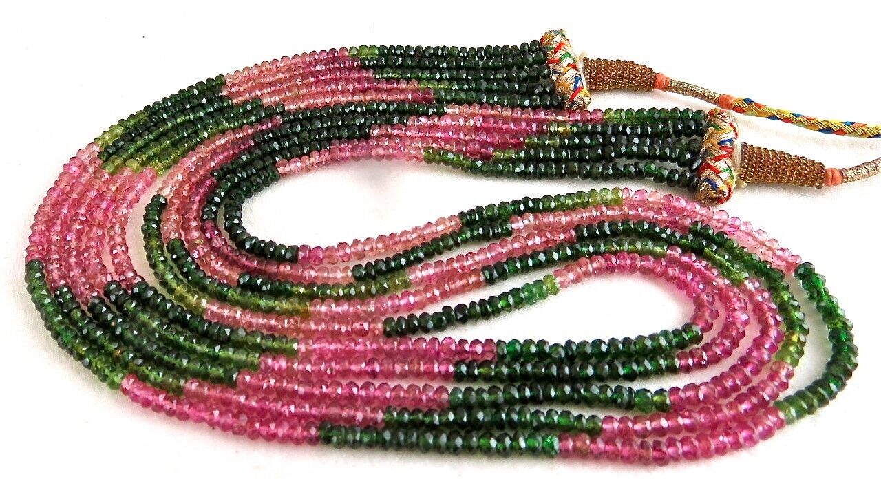 Natural Multi Tourmaline Beads Faceted Round 5 L 186 Ct Gemstone Finest Necklace