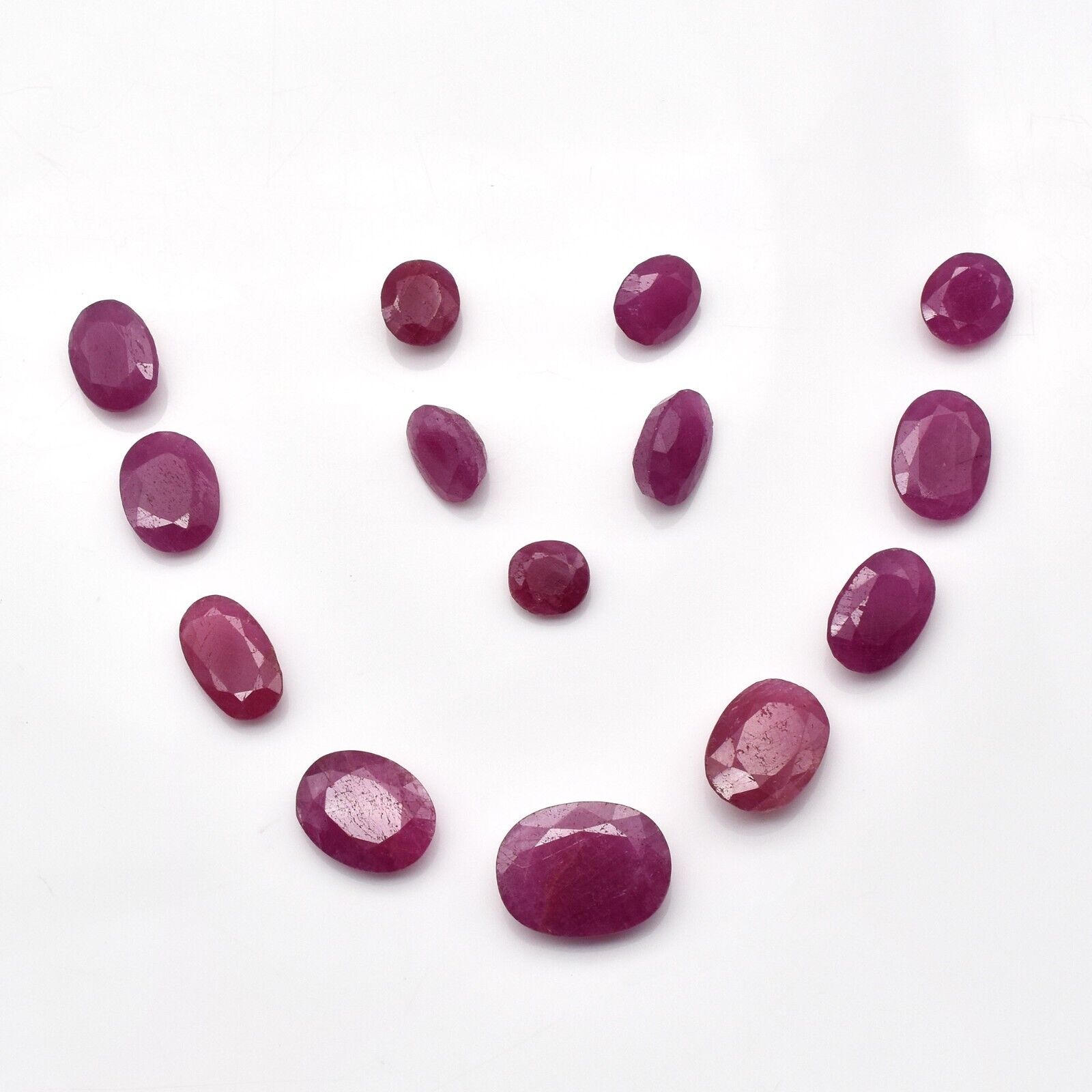 Natural Ruby Set Oval Cut 14 Pcs 36.15 Carats Untreated Gemstone Fine Designing