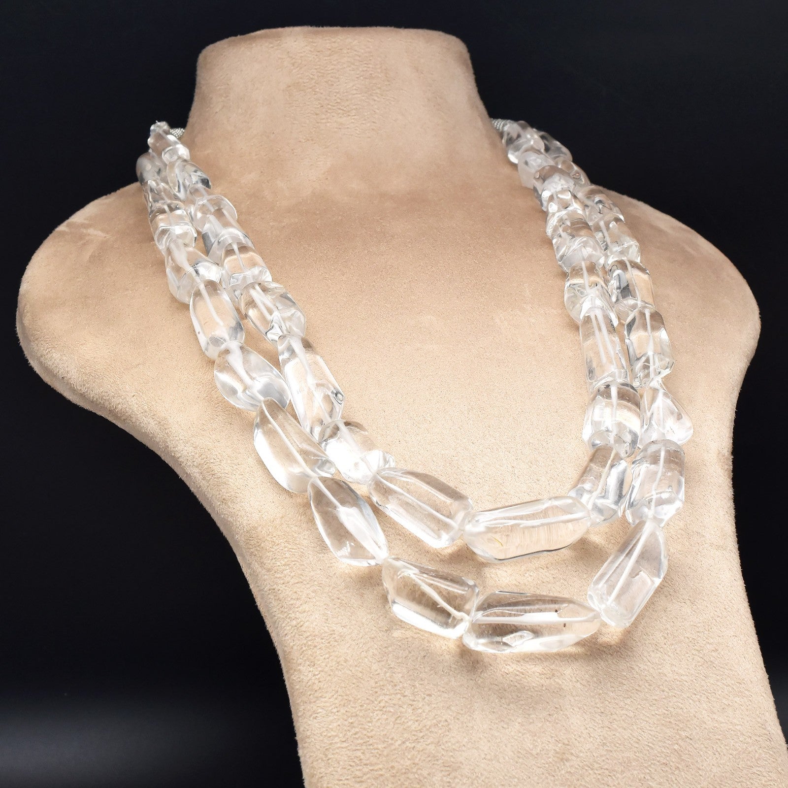 Natural Rock Crystal Quartz 1171 Ct Cabochon Beads Fashion Necklace