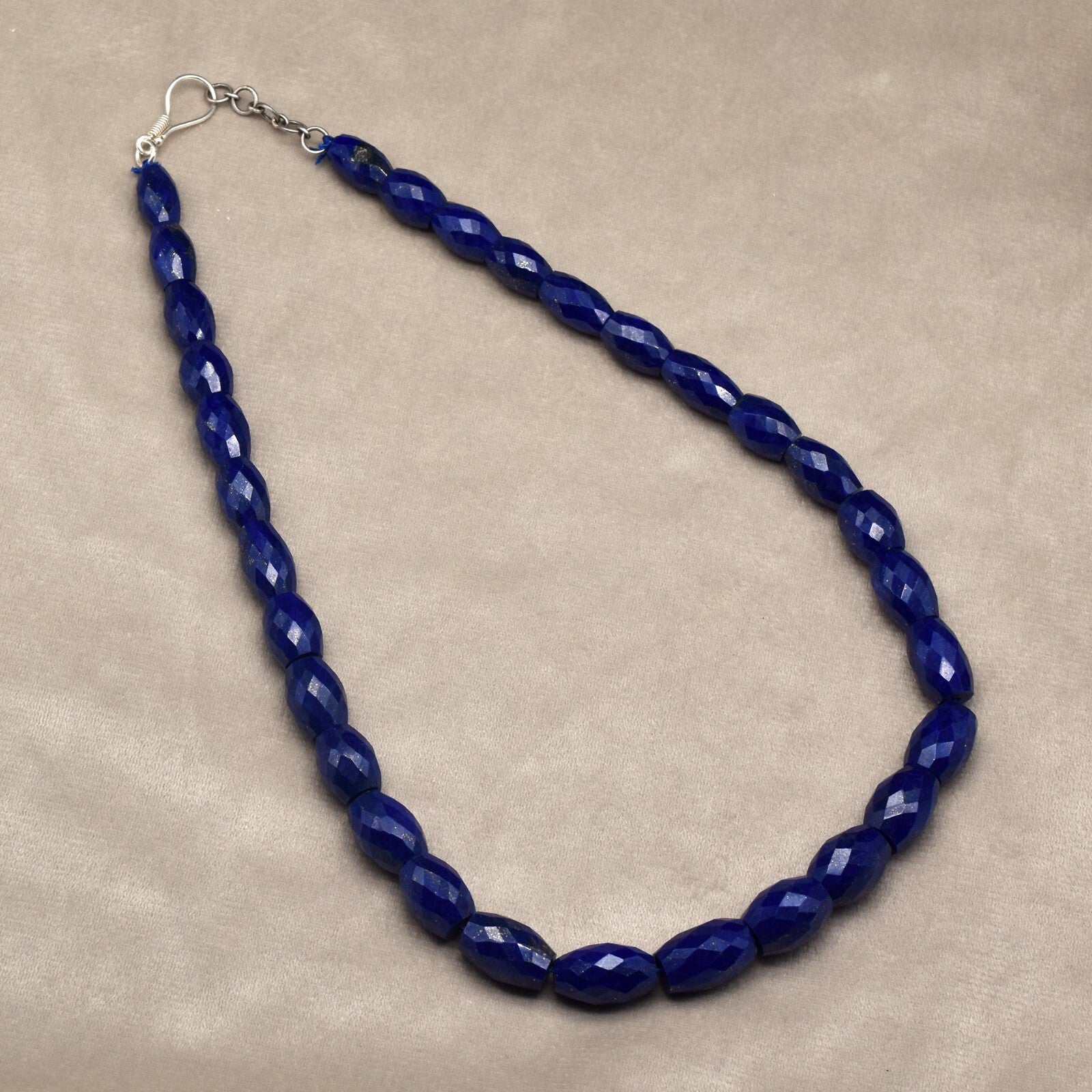 Certified Natural Blue Lapis Lazuli 534 Ct Sterling Silver Gemstone Necklace