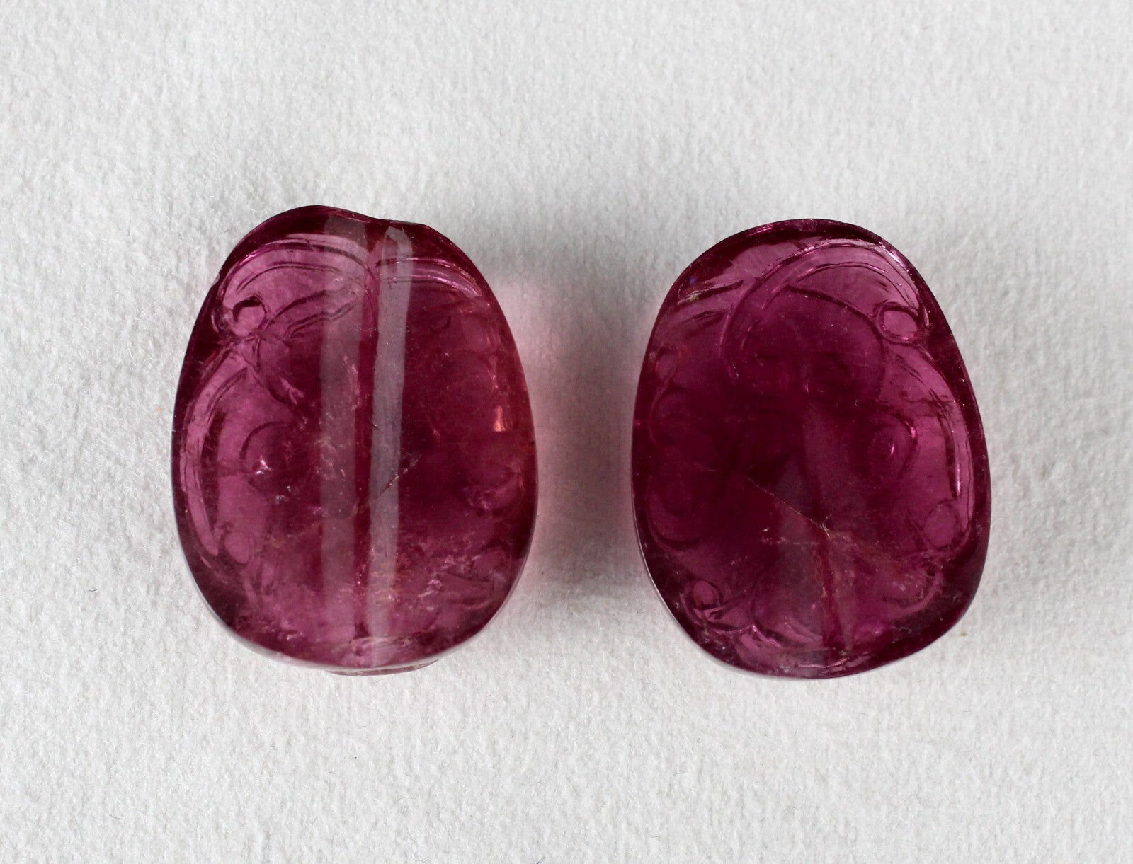 Certified Natural Rubellite Tourmaline 104.74 Ct Engraved Gemstone Earrings