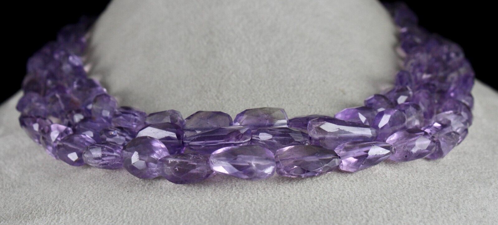 Natural Amethyst Beads Faceted Tumble 3L 790 Ct Purple Gemstone Fashion Necklace