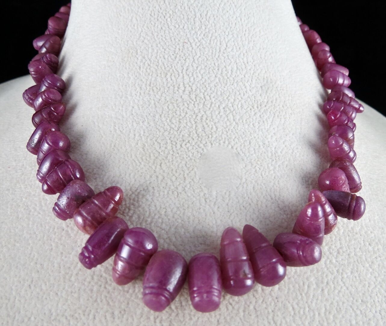 Natural Ruby Carved Beads Fancy Drops 325 Ct Red Gemstone Fine Vintage Necklace