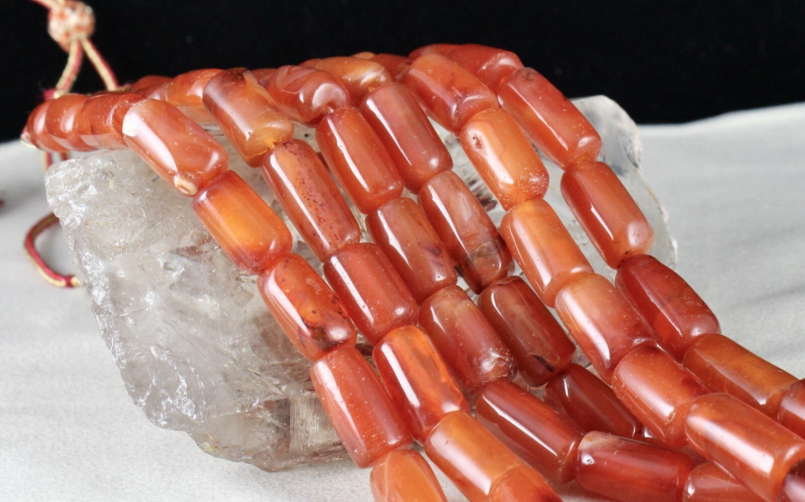 Carnelian 1387ct Beaded Tube Necklace 3 Line Natural Gemstone Fashion
