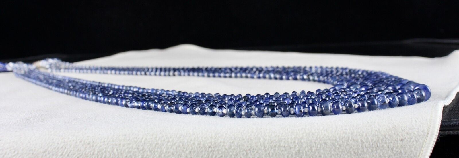 NATURAL BLUE SAPPHIRE PEARL BEADS ROUND 7 LINE 464 CTS GEMSTONE FINEST NECKLACE