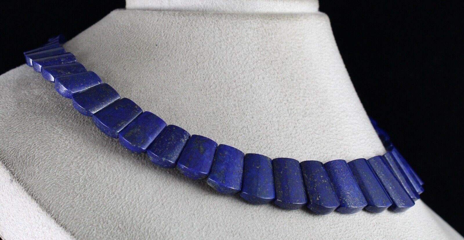 Natural Blue Lapis Lazuli Flat Cut 463 Ct Gemstone Semiprecious Fashion Necklace