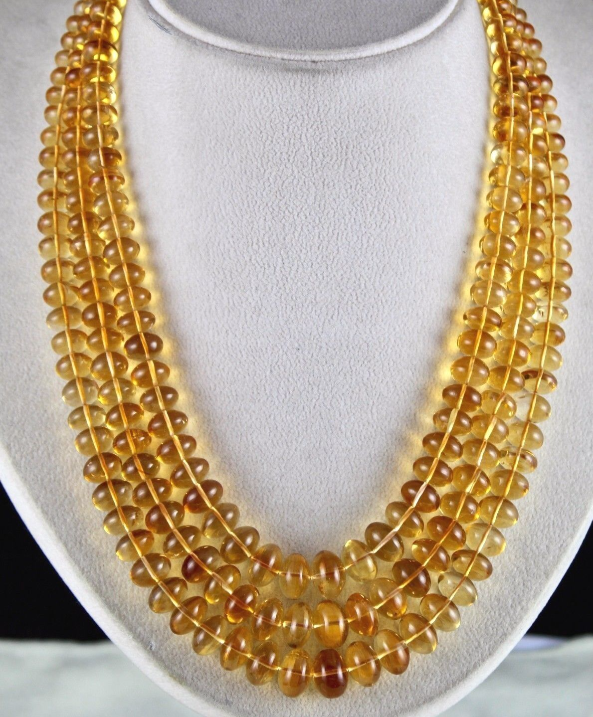 Certified Natural Yellow Citrine 3l 994ct Beads Round Gemstone Necklace