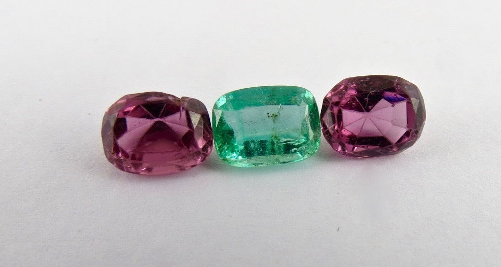 Certified Natural Red Spinel 3 Stone Emerald Cut 7.63ct Ring Sterling Silver