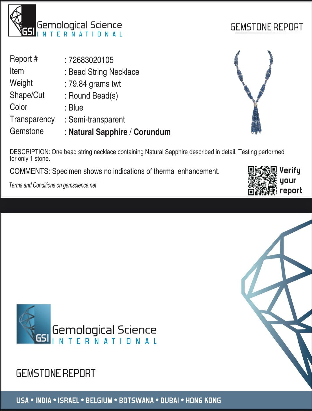 Certified Natural Blue Sapphire 398 Ct Pearl Beads Sterling Silver Necklace