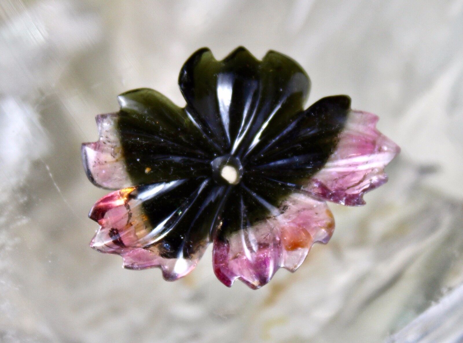 NATURAL MULTI COLOR TOURMALINE CARVED FLOWER 16.41CTS GEMSTONE DESIGNING PENDANT