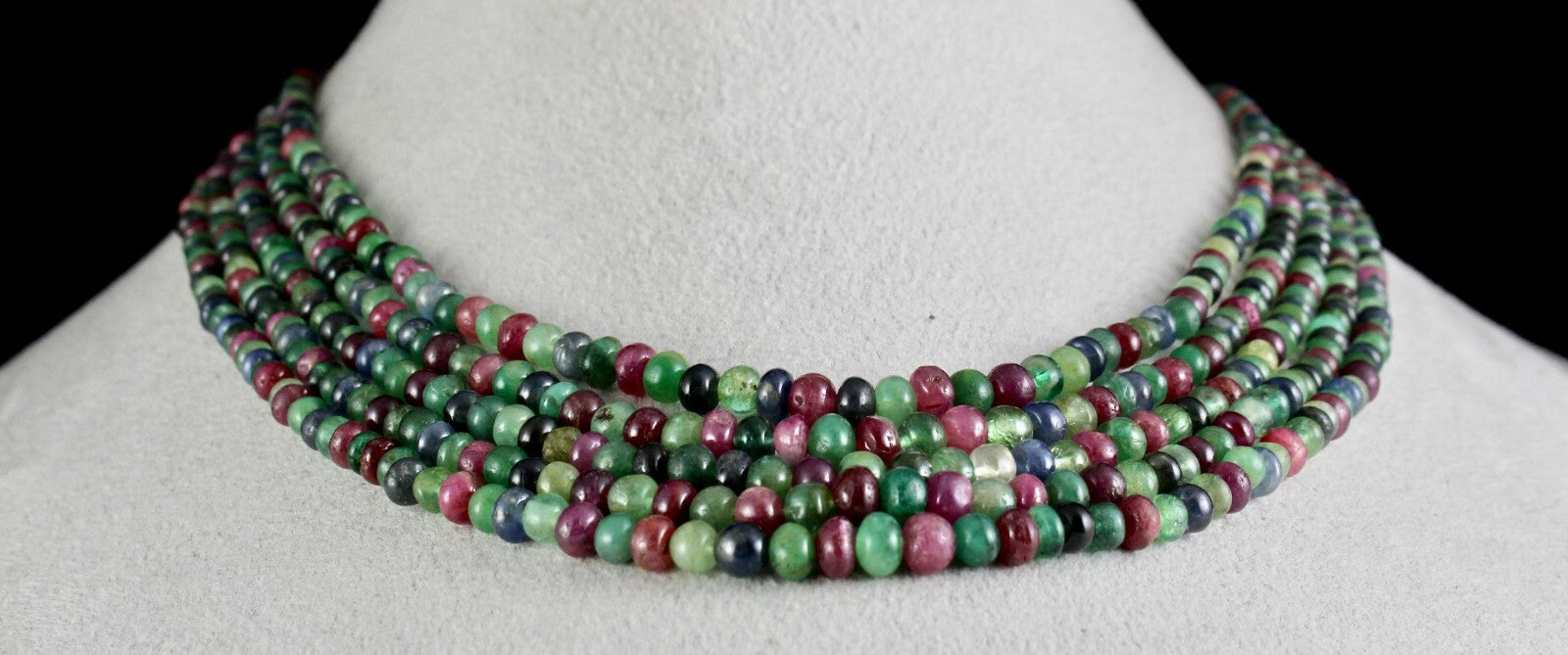 Certified Natural Emerald Ruby Sapphire 377ct Gemstone Necklace For Women