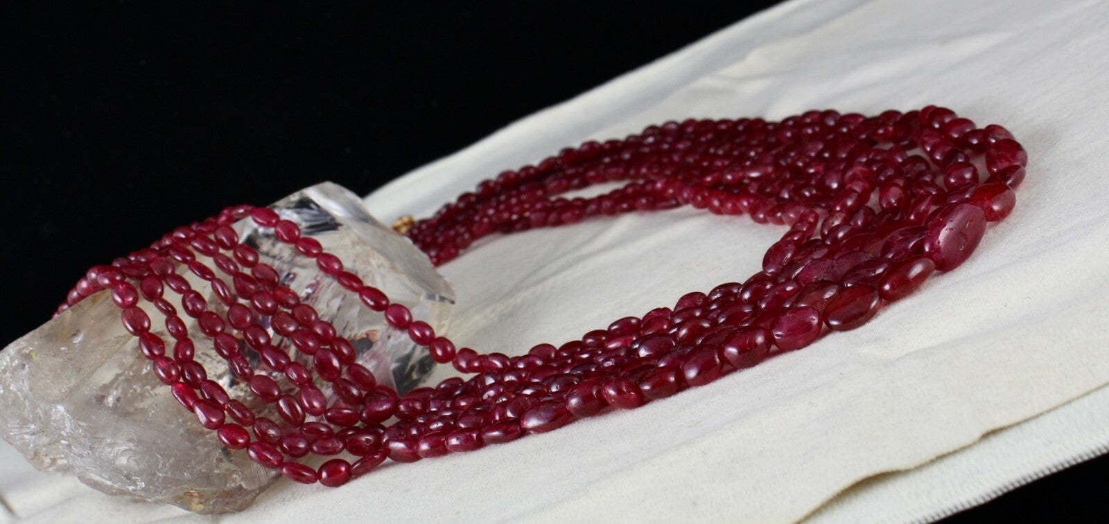 Certified Natural Red Spinel Necklace 814 Ct Cabochon Beads 7 Line Gemstone