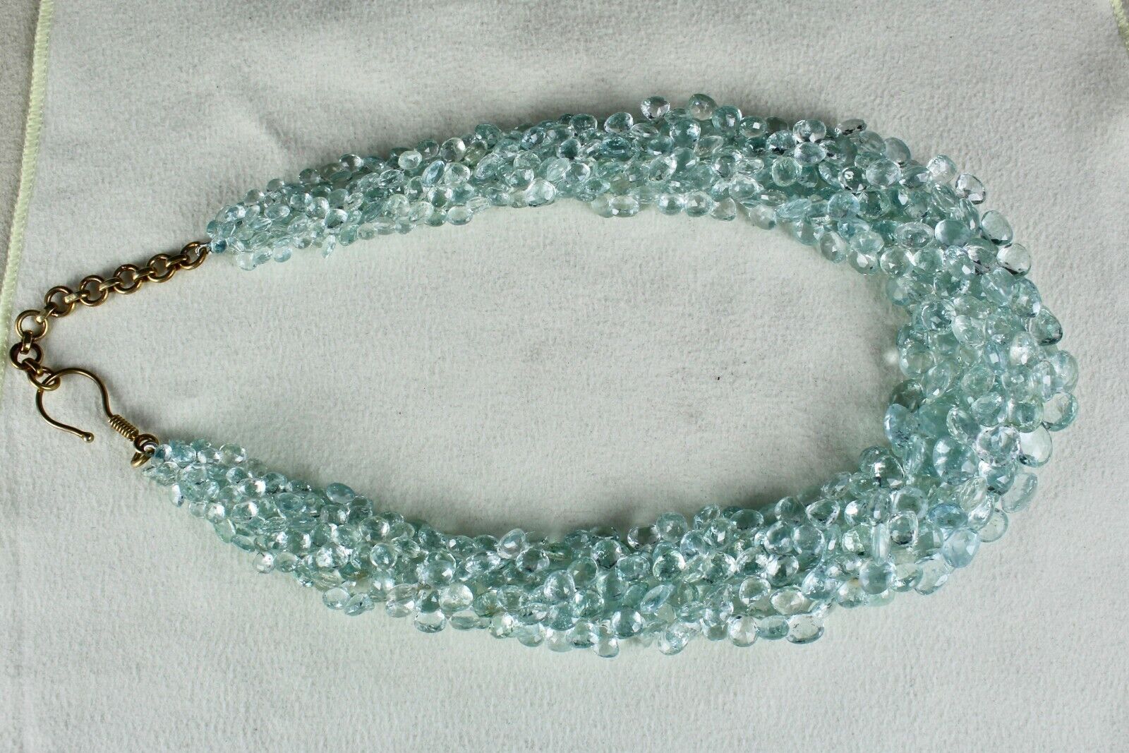 TOP NATURAL AQUAMARINE TEAR DROPS 609 CTS GEMSTONE SILVER STATEMENT NECKLACE