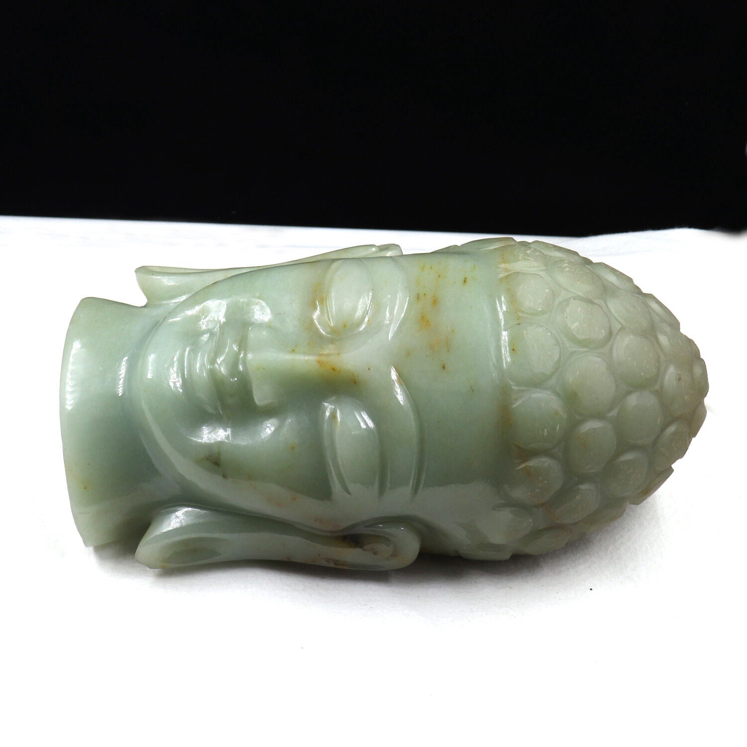 Natural White Jade Buddha Head 7 In 8585 Ct Gemstone Statue For Home Decor