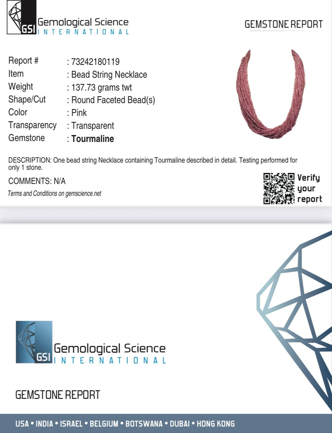 Certified Natural Pink Tourmaline 687 Ct Beads Faceted Sterling Silver Necklace