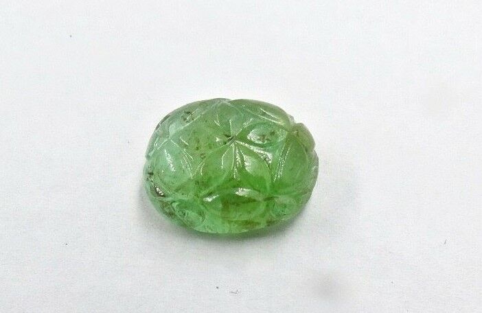 NATURAL COLOMBIAN EMERALD OVAL CARVED 12.75 CARATS GEMSTONE FOR RING & PENDANT