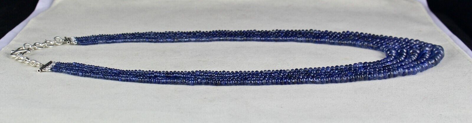 NATURAL OLD BURMA BLUE SAPPHIRE BEADS ROUND 5 L 395 CT GEMSTONE SILVER NECKLACE