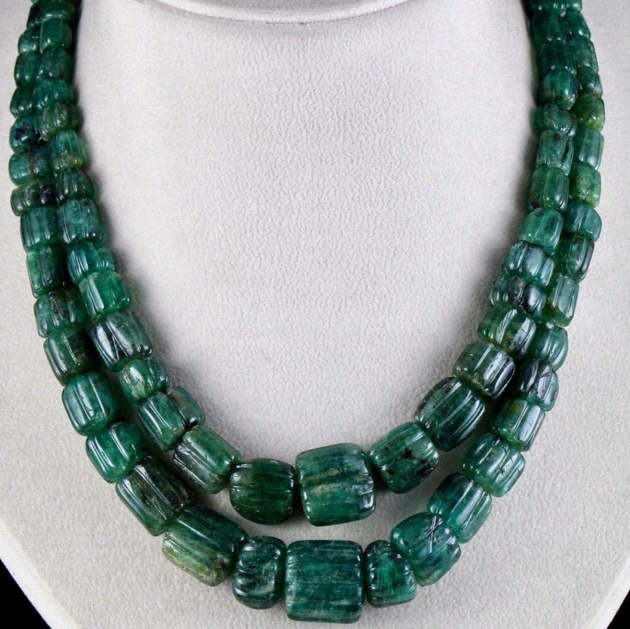 Certified Vintage Natural 785 Ct Emerald Beads Green Gemstone Necklace