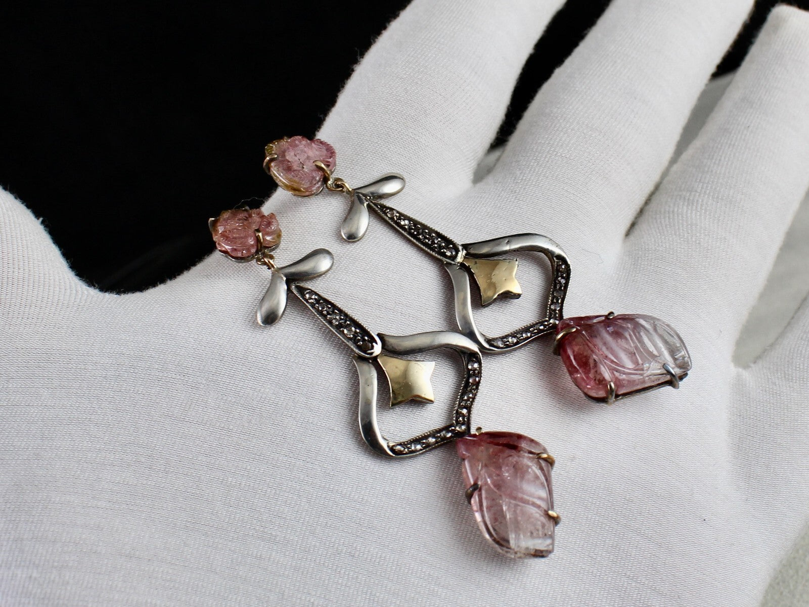 Certified Natural Multi Tourmaline 10ct Natural Diamond Sterling Silver Earrings