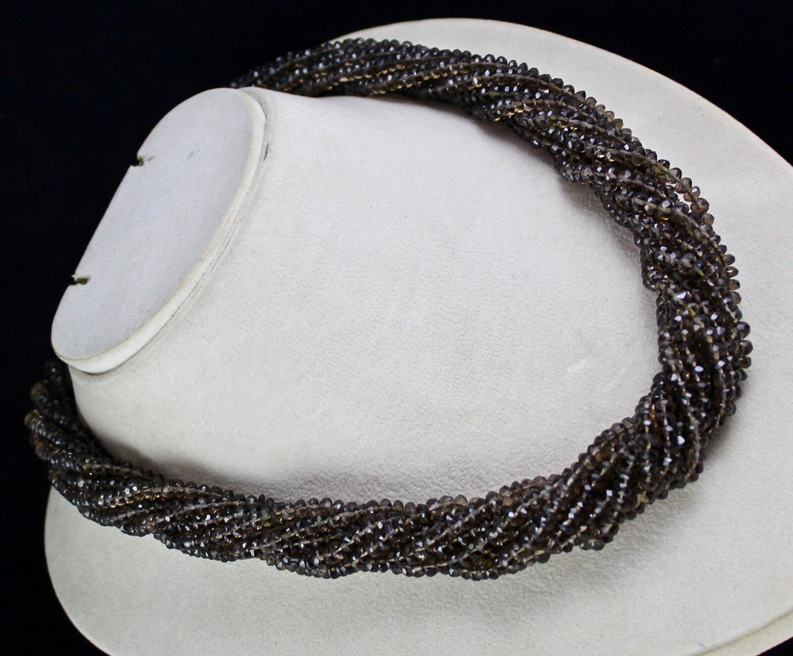 Natural Black Smoky Quartz Beads Faceted Round 10 L 860 Ct Gemstone Necklace