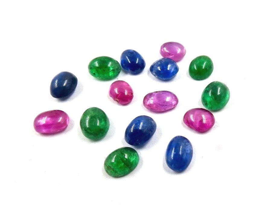 Certified Natural Emerald Sapphire Ruby Oval Cabochon Gemstone 1995ct Bracelet