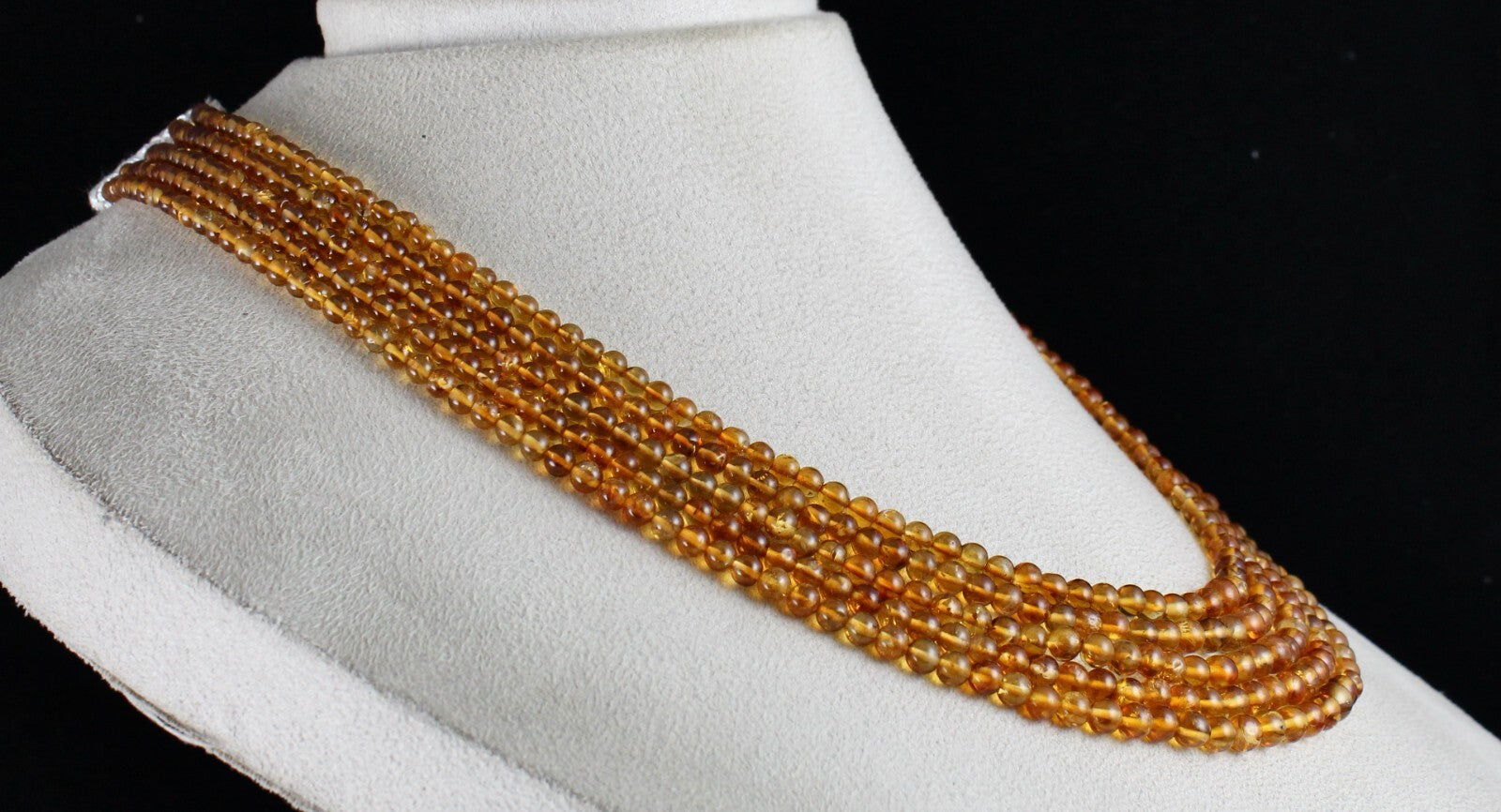 Natural Citrine Beads Round Necklace 365ct Yellow Gemstone Fashion Party Jewelry