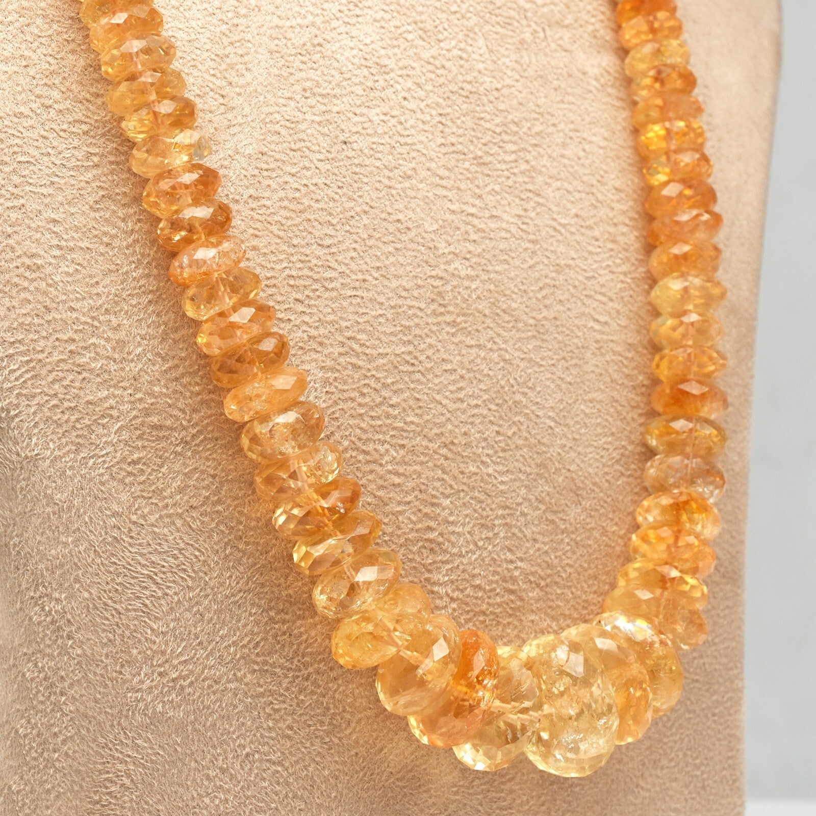 Natural Citrine Yellow Faceted Beads Round Necklace 541 Ct Gemstone Party