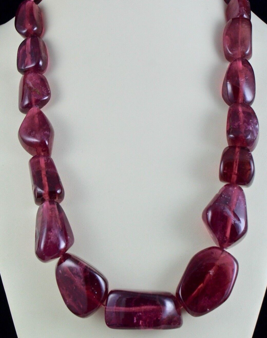 NATURAL PINK TOURMALINE RUBELLITE BEADS TUMBLE 47MM BIG 2270 CARATS GEM NECKLACE