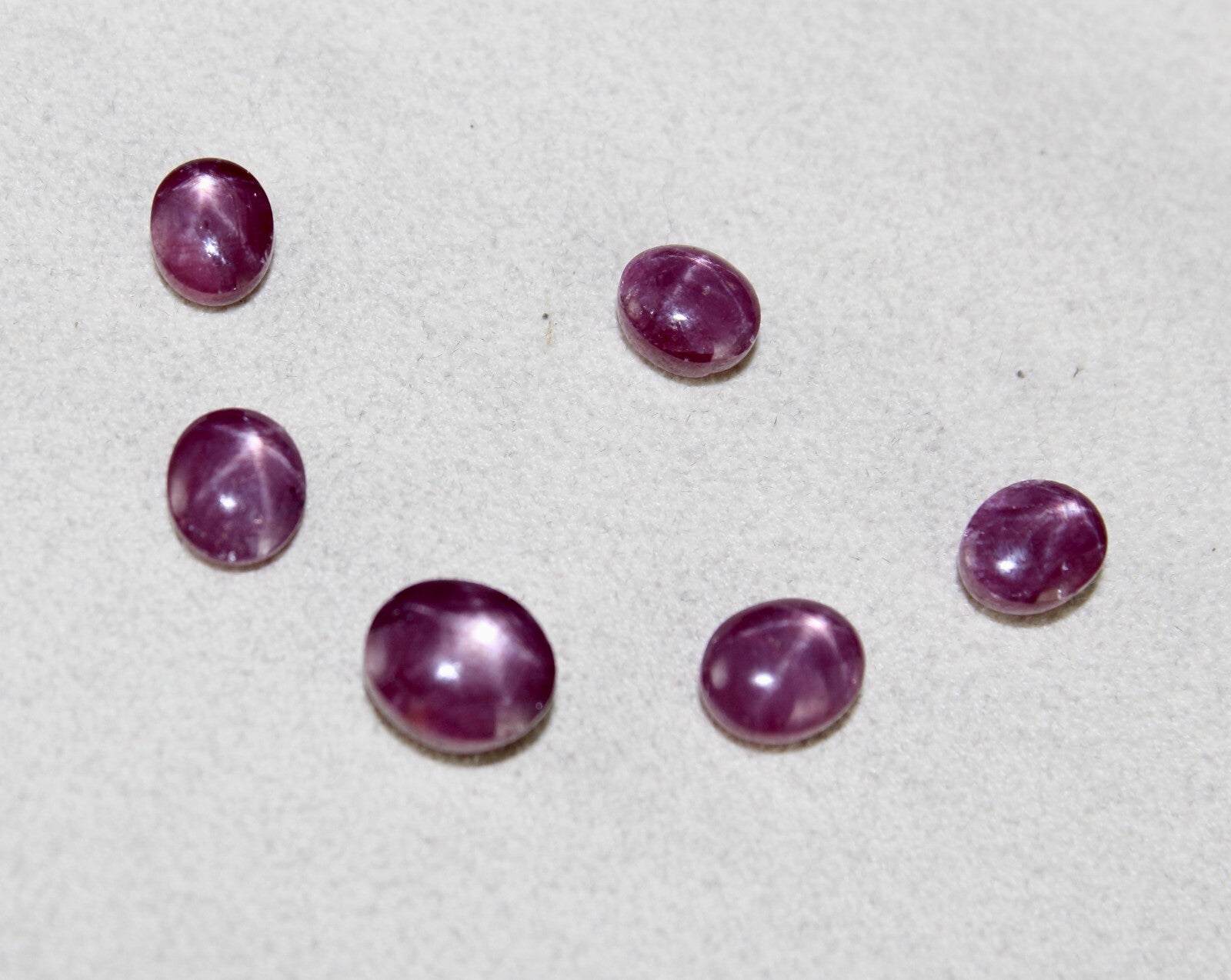 Certified Natural Star Ruby Oval Cabochon 23.09ct 6pc Loose Gemstone Set