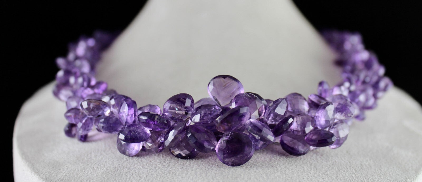 Certified Natural Amethyst Teardrop Necklace 1091 Ct Sterling Silver 26 In Beads